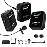 SYNCO G2(A2) 2.4GHz-Wireless-Lavalier-Microphone-System TFT Screen with 1 Receiver，2 Transmitter/2 External Lav-Mic,Low Cut Filter Function for DSLR Cameras Camcorders Smartphones and Tablets Recorder