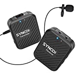 SYNCO G1(A1),2.4G Wireless Lavalier Microphone System with Clip on Lapel mic for Vlogging YouTube go wirelessly on Camera Phone Tablet, Compatible rode Shotgun Mic, SYNCO-G1-Wireless-Go-Microphone