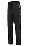 Libin Women's Hiking Pants Fleece Lined Snow Ski Pants Water Resistant Windproof Insulated Cargo Softshell Winter Warm, Black M