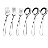 WEKTUNAA Stainless Steel Child Toddler Flatware Set-6 pieces-Kids Fork and Spoon, Mirror Polished, Steel Utensils for Toddler and Child