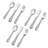 Hammered Kids Utensils Silverware Set, LIANYU 9-Piece Stainless Steel Toddler Child Flatware Cutlery, Cute Baby Feeding Tableware for Boys and Girls, Dishwasher Safe