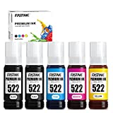 FASTINK Compatible Epson T522 Refill Ink Bottle,High Capacity,5 Pack,Work with EcoTank ET-2720, ET-2800,ET-2803,ET-4800,ET-4700 Printer for Epson 522 Ink Bottle Refill Combo