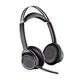 Plantronics - Voyager Focus UC with Charge Stand (Poly) - Bluetooth Dual-Ear (Stereo) Headset with Boom Mic - USB-A PC/Mac Compatible - Active Noise Canceling-Works with Teams (Certified), Zoom & more