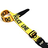 Art Attack Yellow Police Officer Line Do Not Cross Tape Cop Jacguard Weave Music Electric Acoustic Bass Guitar Ukulele Strap