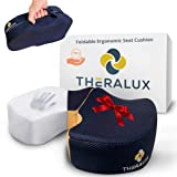 THERALUX Sciatica Pillow for Sitting Pain Relief - Memory Foam Car Seat Cushion for Office Desk Chair - Butt and Lower Back Support