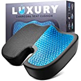 H. Cooling Gel Coccyx Seat Cushion for Back Pain - Office Chair Cushion for Tailbone Pain - Car Seat Sciatica Pain Relief Pillow - Memory Foam Gaming Computer Butt Sitting Pillow - Medium (120-220lbs)