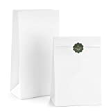 BagDream Paper Lunch Bags 12lb 50Pcs Kraft White Paper Bags, Bread Bags Paper Snack Bags 7x4.5x13.75 Inches Sack Lunch Bags