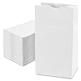 [125 Pack] 20 LB 16 x 8 x 5.5" Heavy Duty White Paper Bags Grocery Lunch Retail Shopping Durable Barrel Sack