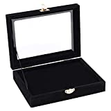 OLYCRAFT Velvet Pin Display Box Cabinet Brooch Collection Display Case with Clear Window Velvet Badges Display Box Hard Rock Badges Collectible Pins and Medals - Black