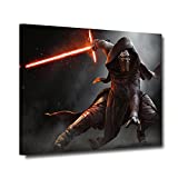 Movie Canvas Posters - The Force Awakens Kylo Ren Wall Aesthetic Poster Framed and Stretched HD Art Painting Artwork Home Wall Decoration Ready Hang in Living Room Bedroom (SW-7, 12 X 18 Inches)