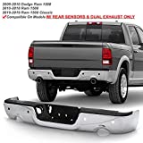 ACANII - For 2009-2018 Dodge Ram 1500 w/Dual Exhaust & Sensor Holes Only Chrome Steel Rear Step Bumper Complete Assembly