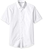 Amazon Essentials Men's Slim-Fit Short-Sleeve Pocket Oxford Shirt, White, Medium