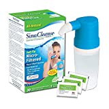 SinuCleanse Soft Tip Micro-Filtered Nasal Wash Irrigation System, Relieves Nasal Congestion & Irritation from Cold & Flu, Dry Air, Allergies, Includes 30 All-Natural, Pre-Mixed Buffered Saline Packets