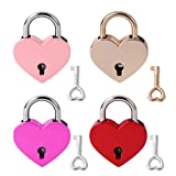4 Pcs Mini Lock with Keys, Small Heart Locks with Keys, Diary Lock for Diary Book Jewelry Storage Box (Multicolor)
