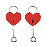 2 Pieces Small Metal Heart Shaped Padlock Mini Lock with Key for Jewelry Box Storage Box Diary Book,Red
