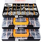 HongWay 2,000Pcs Hardware Assortment Kit with 64 Sizes Bolts, Nuts & Washers Assortment and Metal & Wood Screws Assortment (3 Trays)