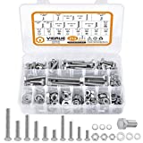 VIGRUE 212PCS 304 Stainless Steel Heavy Duty Hex Bolts Nuts Flat Spring Washers Assortment Kit, Includes 10 Common SAE Sizes