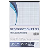 Pacific Arc Cross Section Paper Pad, 50 Sheets, 11 Inch x 17 Inch, 10 x 10 Grid