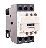 Shopcorp 30 Amp 3 Pole Normally Open IEC 660V Contactor Switch, Auxiliary 1NO/1NC 110-120VAC Coil, Lighting Contactor with Mounting Base for DIN Rail- Inductive 32A and Resistive 50A