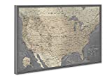 US Wall Map Pin Board on Canvas | Personalized US Travel Map with Push Pins | Track Your Travels on US Map Wall Art | Up to 40" x 59"