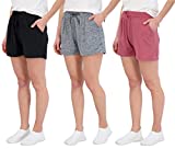 3 Pack: Women's Lounge Wear Short High Waisted Casual Sweat Shorts Pajama Summer Comfy Pockets Drawstring Workout Gym Active Athletic Yoga Running Fitness Ladies Sleep Essentials Clothes-Set 2,M