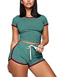 Womens Sexy Pajama Set - Soft Cotton Loungewear Shorts Jogger 2 Piece Outfits Sweatsuits Set Activewear