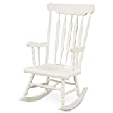 Giantex Rocking Chair Solid Wooden Frame Outdoor & Indoor Rocker for Garden, Patio, Balcony, Backyard Porch Rocker (1, White)