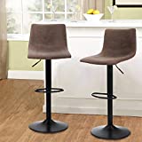 MAISON ARTS Swivel Bar Stools Set of 2 for Kitchen Counter Adjustable Counter Height Bar Chairs with Back Tall Barstools PU Leather Kitchen Island Stools, 300 LBS Bear Capacity, Brown