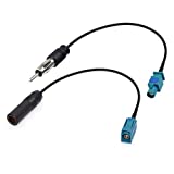 Bingfu Universal Vehicle Car Stereo FM AM Radio Antenna Adapter Cable (2-Pack) Fakra Z Male Female to DIN Plug Connector Cable for Car Stereo Audio HD Radio Head Unit CD Media Player Receiver