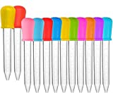 Gorse 12 Pack Liquid Droppers for Kids Silicone and Plastic Pipettes with Bulb Tip 5 ML Eye Dropper for Candy Molds
