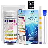 SJ WAVE 7 in 1 Aquarium Test Kit for Freshwater Aquarium | Fast & Accurate Water Quality Testing Strips for Aquariums & Ponds | Monitors pH, Hardness, Nitrate, Temperature and More (100 Tests)