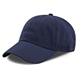 The Hat Depot Unisex Blank Washed Low Profile Cotton and Denim Baseball Cap Hat (Navy)