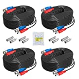 ANNKE 4 Pack 30M/100ft All-in-One Video Power Cables, BNC Extension Surveillance Camera Cables for CCTV Security DVR System Installation, Free 4 x BNC & RCA Connectors and 100pcs Cable Clips Included