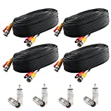 Postta BNC Video Power Cable (4 Pack 30 Feet) Pre-Made All-in-One Video Security Camera Cable Wire with Eight Connectors for CCTV DVR Surveillance System