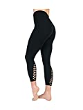 Active Life Womens High Waisted Macrame Tight Leggings (Small, Black)