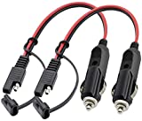 AAOTOKK SAE Cigarette Lighter Charger Cable,16AWG 12V Cigarette Lighter Male Plug to SAE 2 Pin Quick Release Disconnect Connector Plug Adapter Extension Charging Cable with Fuse(0.3m/1ft-2Pack-M)