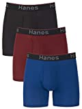 Hanes mens Comfort Flex Fit Total Support Pouch 3-pack, Available in Regular and Long Leg Boxer Briefs, Blue/Red/Black Regular Leg, Large US
