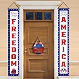 Patriotic Decoration Porch Sign Banner, 4th of July Freedom Stars and Stripes Banner, Memorial Veterans Independence Labor Day Hanging Banner Flag for Home Yard Indoor Outdoor Party Supplies