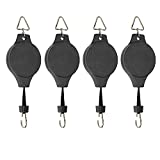 4 Pack Retractable Plant Pulley, Adjustable Hanging Flower Basket Hooks Plant Pulleys for Hanging Plants, Plant Hanger for Garden Baskets Pots and Birds Feeder (Black)