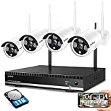 Home Security Camera System Wireless Surveillance NVR Kit with 8CH NVR 4Pcs 1080P 1-Way Audio Night Vision Remote View Motion Detection Waterproof with 1TB Hard Drive
