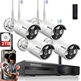 [Dual Antennas for WiFi Enhanced] 2K 3.0MP Wireless Security Camera System, Surveillance NVR Kits with 2TB Hard Drive, 4Pcs Outdoor WiFi Security Cameras, AI Detection, with Audio, Night Vision
