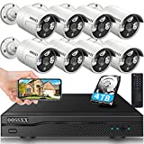 OOSSXX 8CH 5MP POE Home Security Video Surveillance Camera System, 8pcs Wired Bullet IP Cameras Kit, 8-Channel NVR with 4TB Hard Drive, 24/7 Recording, One-Way Audio, H.265+ Nigh Vision