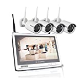 [8CH Expandable] 2K 3MP Home Security Cameras System with 12 Inch Monitor & NVR Combo Surveillance Kits, 8 Channel Cameras CCTV System with 4Pcs Wireless Video 3.0MP IP Cameras,Free APP(No HDD)