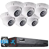 ONWOTE 8CH 4K PoE IP Security Camera System, Smart Human Detection, 8-Channel 4K 8MP NVR 2TB, (6) Outdoor Wide Angle 5MP Wired PoE IP Cameras, Record Video Audio, 8CH Synchro Playback