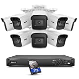 ANNKE H800 16CH 4K PoE Security Camera System w/Audio, 8MP H265+ NVR and 8pcs Ultra HD 4K Outdoor IP Bullet Cameras 3T HDD, 100ft EXIR Night Vision with Sony Sensor, IP67, Support TF Card Storage
