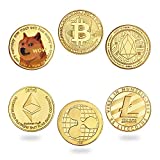 Chattanoog Crypto HODLing Co Pack of 6 Crypto Coins | Includes Collectible Bitcoin Coin | Ethereum Coin | Litecoin | XRP Coin | Dogecoin | EOS Coin | Cryptocurrency Coins | Crypto Coin Collection