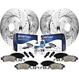 Detroit Axle - 320mm Front & 308mm Rear Drilled Slotted Rotors w/Brake Pads Replacement for M35 M45 G35 EX35 G25 G37 QX50 350Z 370Z - 10pc Set