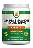 Salmon Oil for Dogs - Omega 3 Fish Oil & Hemp Oil for Dogs - Wild Alaskan Fish Oil Dog Treats Chews Supplement w/Omega 3 6 9 & DHA EPA - Pet Itch Skin & Coat & Allergy Support - 120 Bites