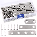 115Pcs 3 Sizes Stainless Steel Flat Straight Brace Brackets Metal Shelf Support Brackets Joining Plate with Screws Perfect for Mending Repair Plates Fixing Bracket Connector - 40mm/ 60mm/ 100mm
