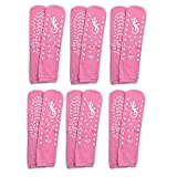 GBM Geckos - Plush Double Tread Non-Slip Safety Socks 6-Pack (Pink, Large)